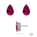 0.92 Cts of 6x4 mm AAA Pear Ruby Scroll Stud Earrings in Platinum