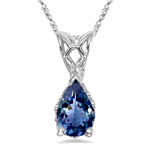 1.51 Cts of 9.2x6.7 mm AA Pear Tanzanite Scroll Solitaire Pendant in Platinum