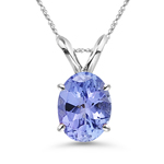 0.52-0.66 Cts of 6x5 mm AA Oval Tanzanite Solitaire Pendant in 14K White Gold