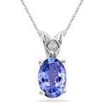 0.55-0.89 Cts of 6.5x4.5 mm AA Oval Tanzanite Scroll Solitaire Pendant in Platinum