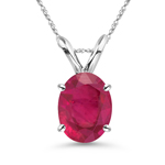 0.79-0.97 Ct of 7x5 mm AA Oval Ruby Solitaire Pendant in Platinum