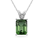 1.50-1.85 Cts of 8x6 mm AAA Emerald-cut Green Tourmaline Scroll Solitaire Pendant in Platinum