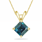 3.19-3.89 Cts of 8 mm AAA Asscher Cut Lab Created Russian Alexandrite Solitaire Pendant in 14K Yellow Gold