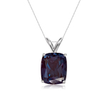 1.71-2.10 Cts of 8x6 mm AAA Elongated Cushion Lab Created Russian Alexandrite Solitaire Pendant in 14K White Gold