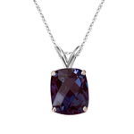 2.57-3.15 Cts of 9x7 mm AAA Elongated Cushion Lab Created Russian Alexandrite Solitaire Pendant in 14K White Gold