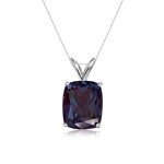 5.80-6.68 Cts of 11x9 mm AAA Elongated Cushion Lab Created Russian Alexandrite Solitaire Pendant in 14K White Gold