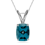 1.62-1.98 Cts of 8x6 mm AAA Elongated Cushion Checkered Lab Created Russian Alexandrite Solitaire Pendant in 14K White Gold