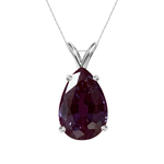 3.92-4.28 Cts of 12x8 mm AAA Pear Cut Lab Created Russian Alexandrite Solitaire Pendant in 14K White Gold