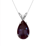 5.57-5.68 Cts of 14x9 mm AAA Pear Cut Lab Created Russian Alexandrite Solitaire Pendant in 14K White Gold
