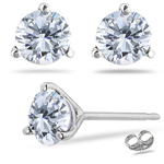 0.20-0.23 Cts I1-I2 clarity & J-K color Round Diamond Stud Earrings in 18K White Gold