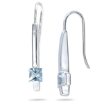 1/2 Cts of 4 mm AA Princess Aquamarine Earrings in 14K White Gold