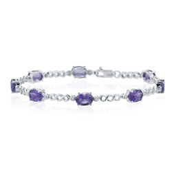 0.08 Ct Diamond & 5.50 Cts Amethyst Bracelet in 14K White Gold