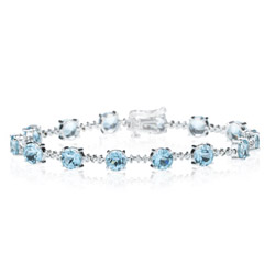 0.01 Cts Diamond & 9.24-11.90 Cts Aquamarine Bracelet in 14K White Gold