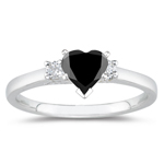1.40 Cts Black & White Diamond Classic Three Stone Ring in Platinum