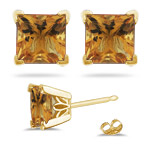 0.52 Cts Citrine Scroll Stud Earrings in 14K Yellow Gold