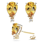 0.06 Ct Diamond &  2.00 Ct Citrine Earrings in 18K Yellow Gold