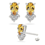 0.18 Ct Diamond &  2.00 Ct Citrine Earrings in Platinum