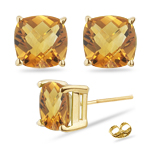 6.02 Ct Citrine Stud Earrings in 18K Yellow Gold