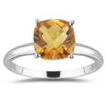 0.39 Cts Citrine Solitaire Ring in 14K White Gold