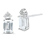 0.06 Cts Diamond & Cubic Zirconia Earrings in 14K White Gold