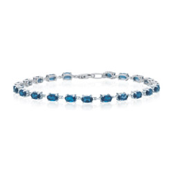 6.12 Cts London Blue Topaz Bracelet in 14K White Gold