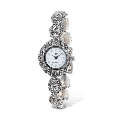 Marcasite Embellished Watch in Silver