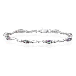 0.01 Ct Diamond & 2.16 Cts Mystic Topaz Bracelet in 14K White Gold