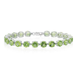 18.71-18.80 Cts Peridot Bracelet in 14K White Gold