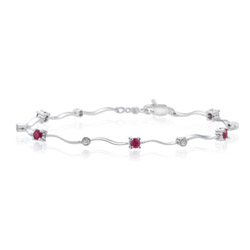 0.17 Cts Diamond & 0.61 Cts Ruby Bracelet in 14K White Gold