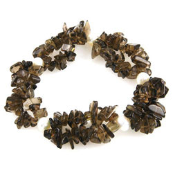 Smokey Quartz & Cultured Pearl Stretchable Bracelet