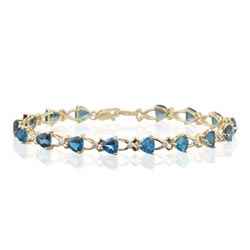 0.08 Ct Diamond & 8.8 Ct London Blue Topaz Bracelet in 14K Yellow Gold