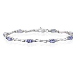 0.01 Ct Diamond & 1.92 Cts Tanzanite Bracelet in 14K White Gold