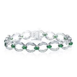 1.46-1.55 Cts Diamond & 4.01 Cts Tsavorite Bracelet in 14K White Gold