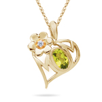 0.01 Cts Diamond & 0.50 Cts Peridot Mom Pendant in 14K Gold