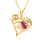 Mom Pendant - Diamond & Pink Sapphire Mom Pendant in 14K Gold