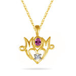 Sapphire Pendant - Mom Pendant with Pink Sapphire in 14K Gold