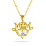 Sapphire Pendant - Mom Pendant with Yellow Sapphire in 14K Gold