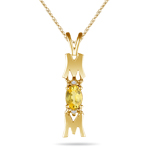 0.01 Cts Diamond & 0.50 Cts Yellow Sapphire MOM Pendant in 14KY Gold