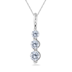  1/4 Ct Diamond Three Stone Pendant in 18K White Gold