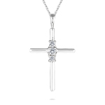 Three Stone Pendant - 1/4 Ct Diamond Cross Pendant in 14K Gold