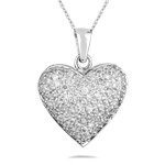 0.95-1.00 Ct SI1-SI2 clarity and I-J color Round Diamond Puffed Heart Pendant 18K White Gold