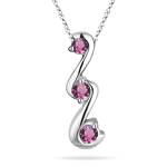 0.45 Cts AA Pink Sapphire Three-Stone Pendant in 18K White Gold