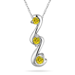 1/4 Cts Yellow Diamond Three Stone Pendant in 18K White Gold