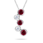 0.12 Cts Diamond & 0.45 Cts Ruby Bubble Pendant in 18K White Gold