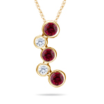 Ruby Pendant - 18K Yellow Gold Ruby & VS Diamond Bubble Pendant