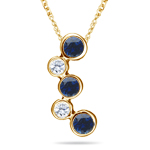 Blue Sapphire & VS Diamond Bubble Pendant in 18K Yellow Gold