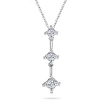 0.35-0.40 Cts  SI2 - I1 clarity and I-J color Diamond Three Stone Pendant in 18K White Gold