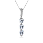 1/2 Ct Diamond Three Stone Pendant in 18K White Gold