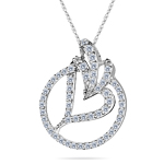 1.15-1.20 Cts  SI2 - I1 clarity and I-J color Diamond Heart in Circle Pendant in 14K White Gold