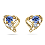 Tanzanite Earrings - Tanzanite & Diamond Open Heart Earring